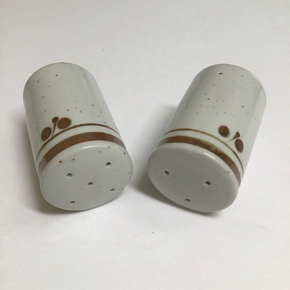 Otagiri Japan Brown Speckled Stoneware Salt & Pepper Shakers Boho Vintage Japan - Picture 5 of 13